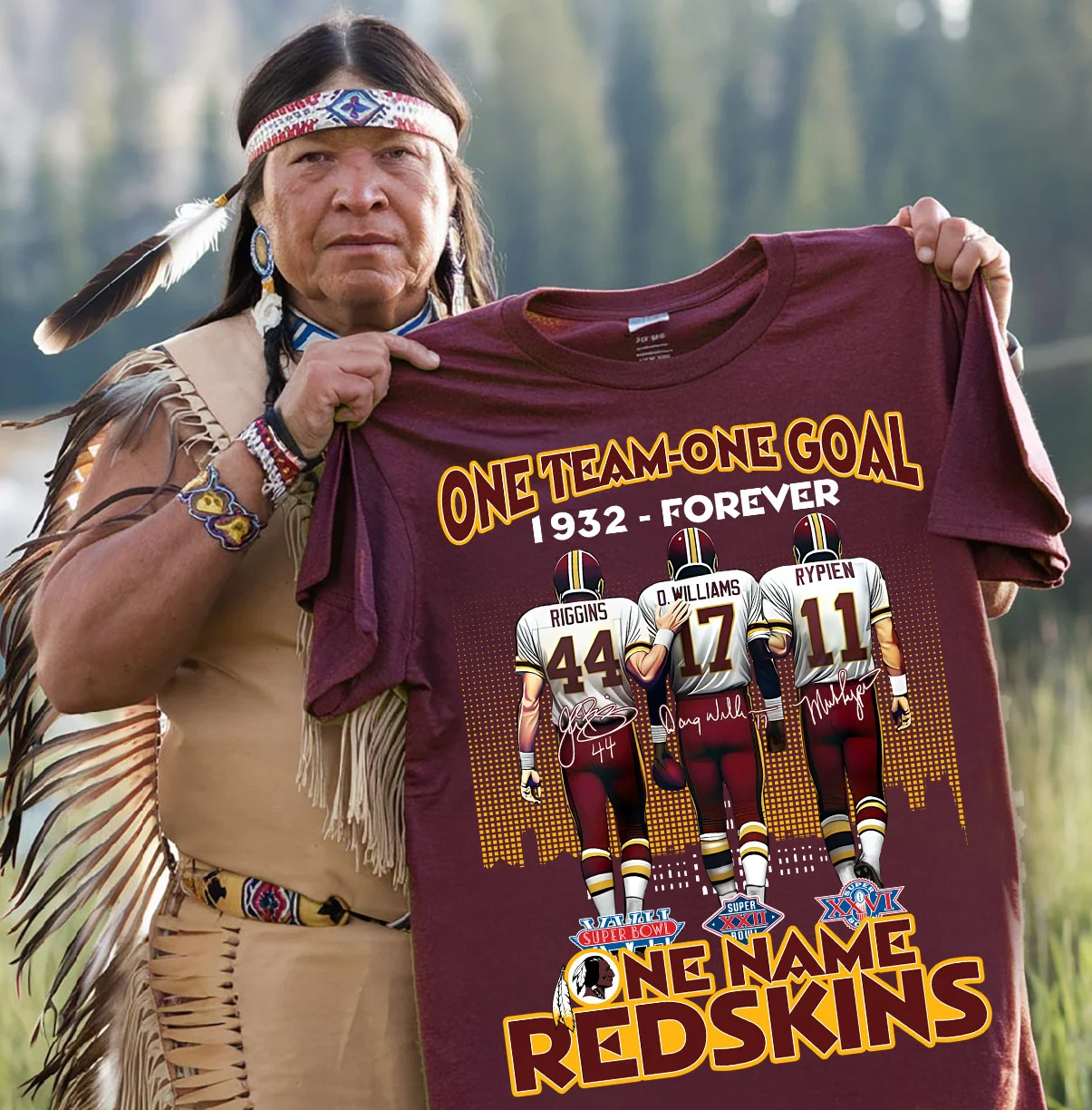 1932-Forever One Team One Goal One Name Redskins T-Shirt For Football Fans