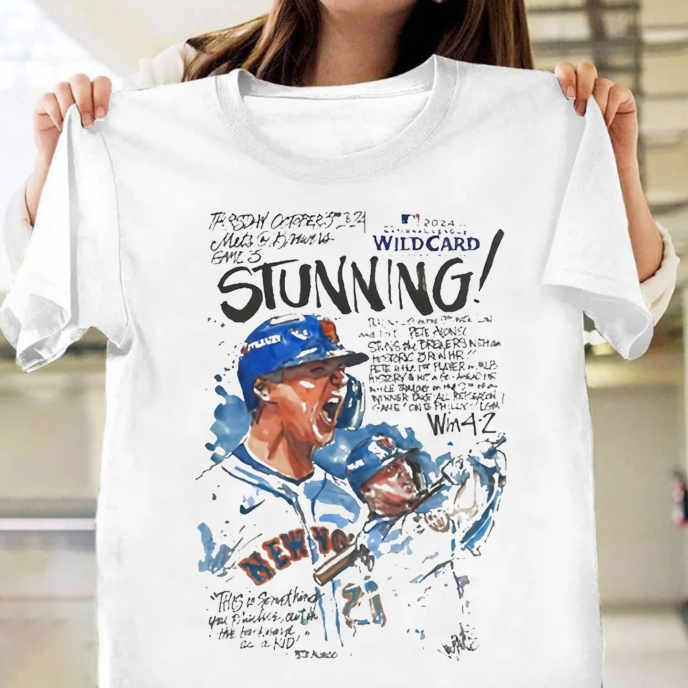 2024 MLB National League Wild Card New York Mets Shirt Game 3 Stunning Win 4 2 T-Shirt