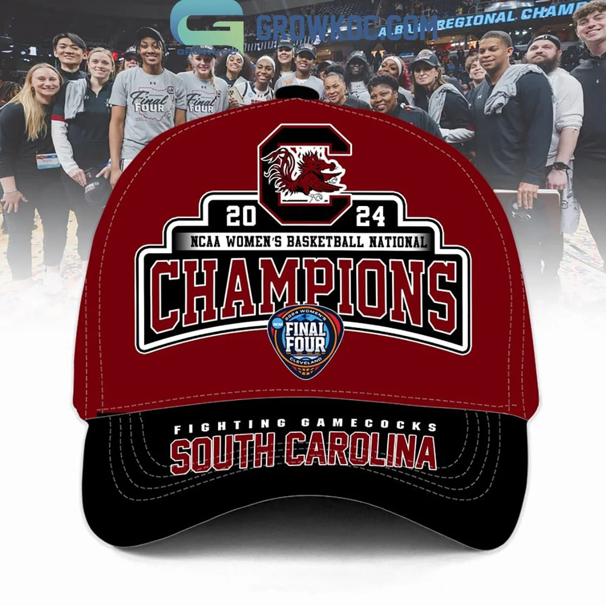 2024 NCAA Women's Basketball National Champions South Carolina Gamecocks Red Design Cap