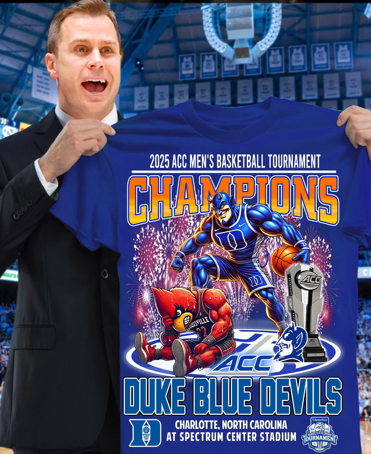 2025 ACC Men's Basketball Tournament Champions Duke Blue Devils T-Shirt