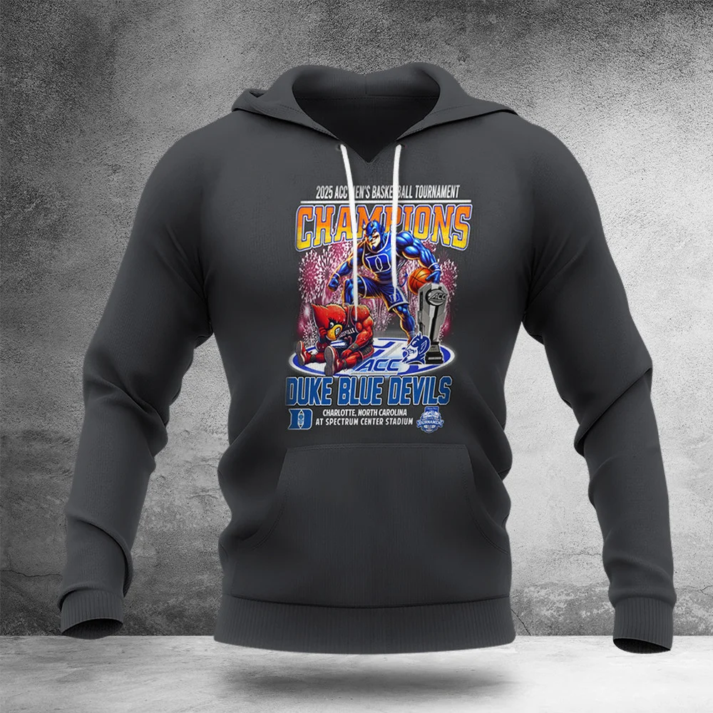 2025 ACC Men's Basketball Tournament Champions Duke Blue Devils Mascot Hoodie