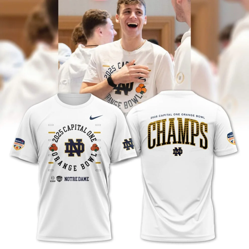 2025 Orange Bowl Champions Notre Dame Fighting Irish Football T-Shirt Presents For Hockey Lovers