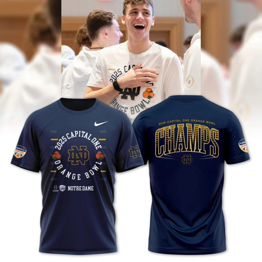 2025 Orange Bowl Champions Notre Dame Fighting Irish Football T-Shirt Good Gifts For Basketball Lovers