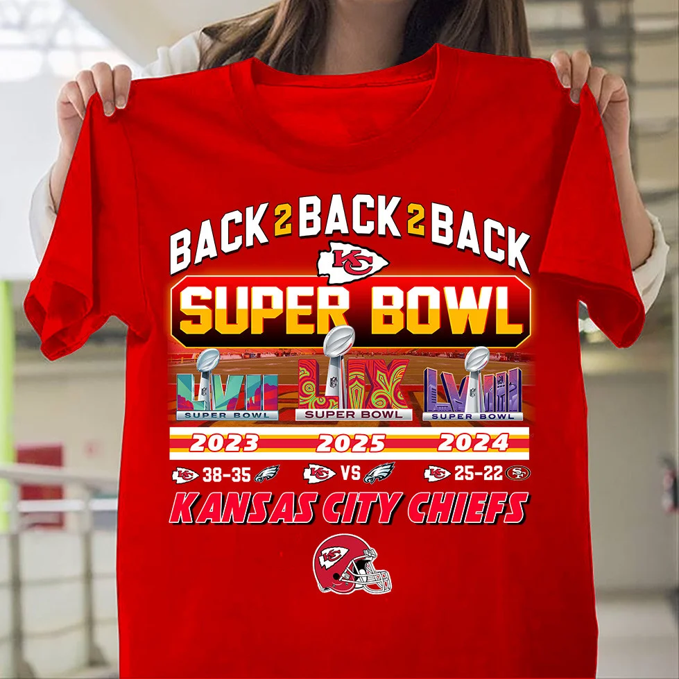 2025 Super Bowl Back 2 Back 2 Back Kansas City Chiefs T-Shirt For Football Fans