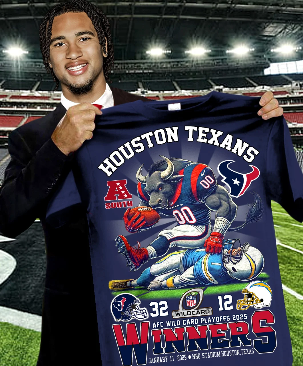 32 12 AFC Wild Card Playoffs 2025 Winners Houston Texans T-Shirt Football Gifts