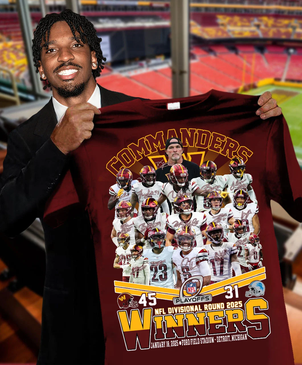 45 31 NFC Wild Card Playoffs 2025 Winners Commanders T-Shirt Football Gifts