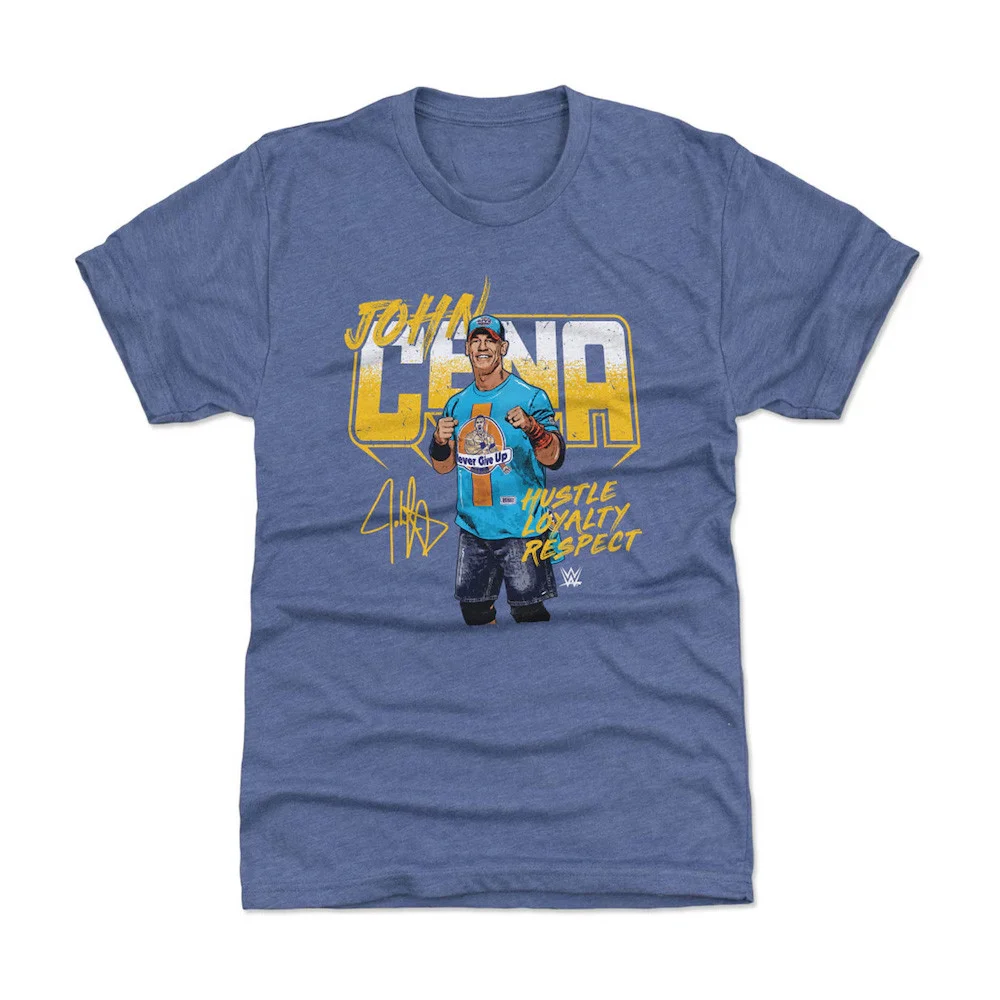 500 Level Heather Blue John Cena Hustle Loyalty Respect T-Shirt Wrestler Gifts