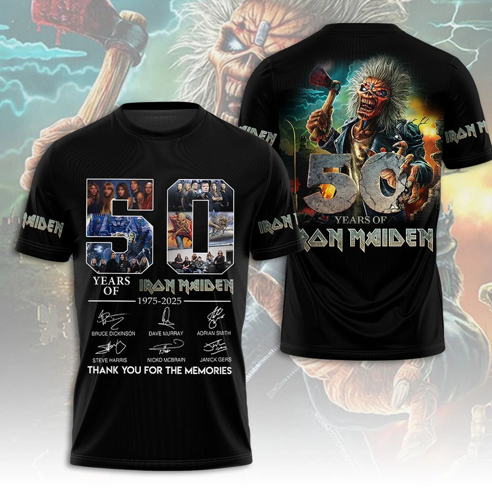 50 Years Of Iron Maiden 1975 2025 3D T-Shirt