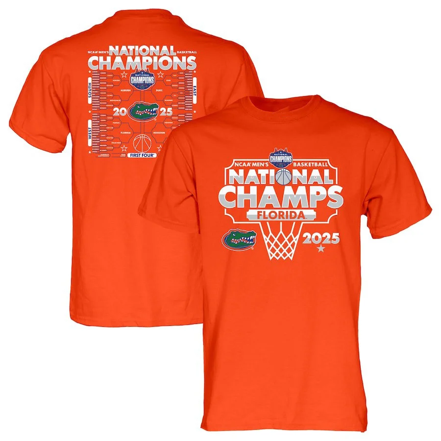 84 Orange Florida Gators 2025 NCAA Men's Basketball National Champions Bracket T-Shirt