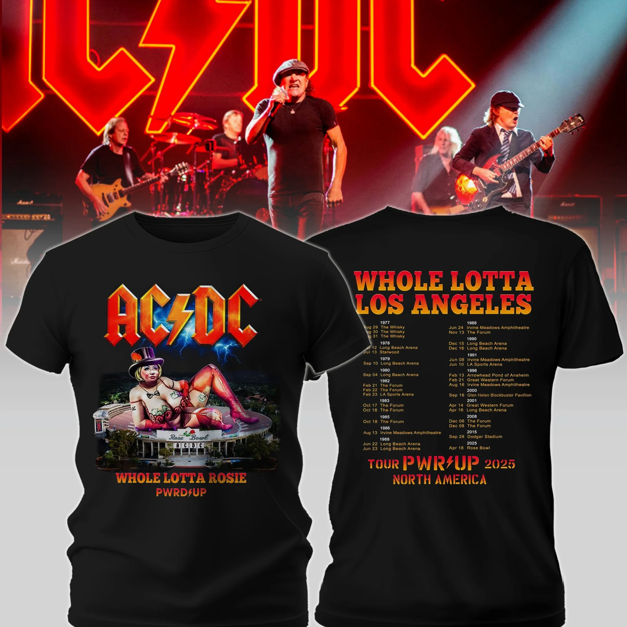 AC'DC Power Up Merch 2025 North American T-Shirt Whole Lotta Los Angeles ACDC