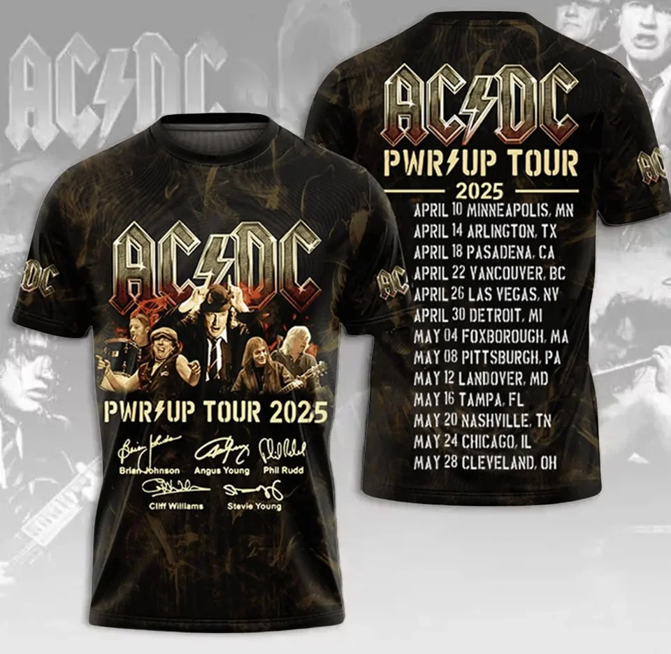 ACDC Power Up Tour 2025 3D T-Shirt Rock Band