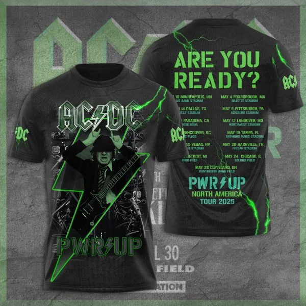 ACDC Pwr Up North America Tour 2025 Are You Ready T-Shirt