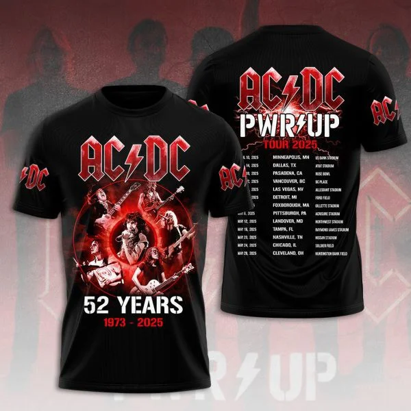 ACDC Pwr Up Tour 2025 52 Years 1973 2025 Shirt