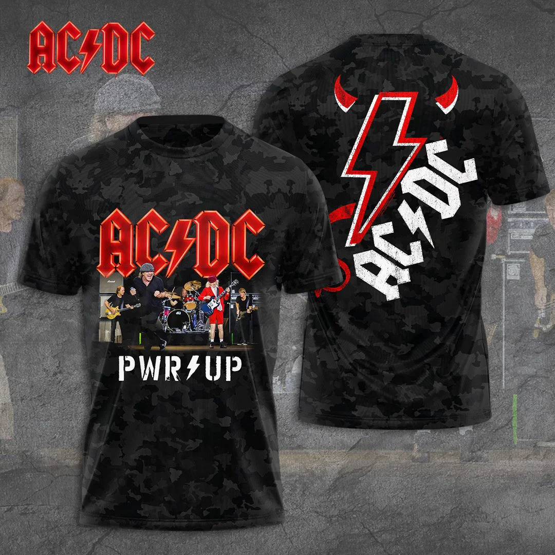 ACDC Pwr Up Tour 2025 Camo Shirt ACDC Rock Band T-Shirt