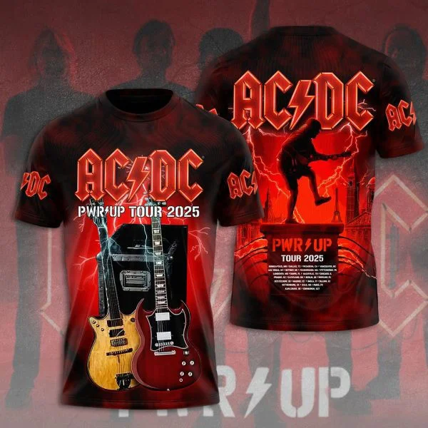 ACDC Pwr Up Tour 2025 Shirt Rock Band Music Lovers Gifts