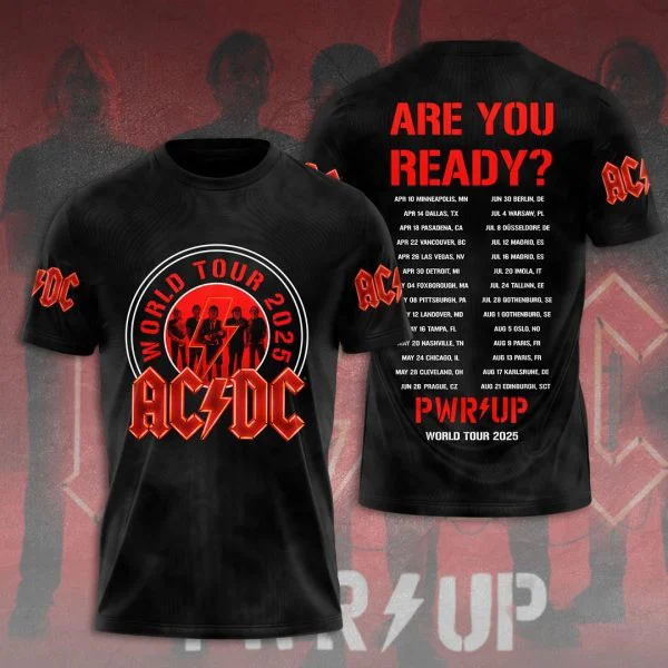 ACDC Pwr Up World Tour 2025 Shirt Are You Ready T-Shirt Music Lovers Gifts