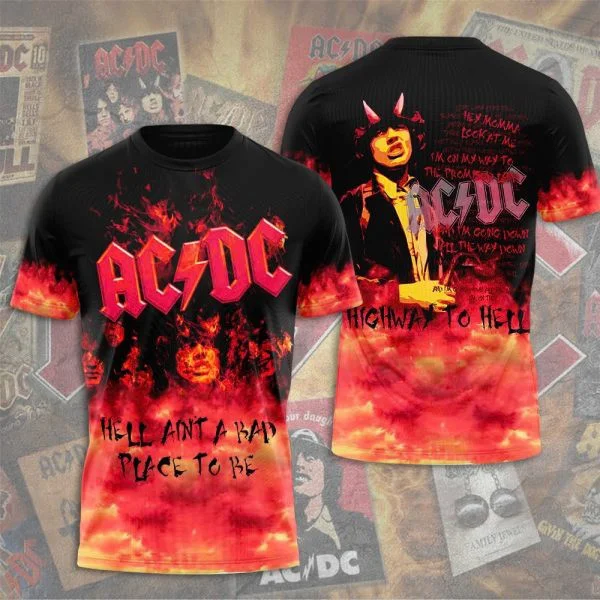 ACDC Shirt Hell Aint A Bad Place to Be Band T-Shirt Rock Band