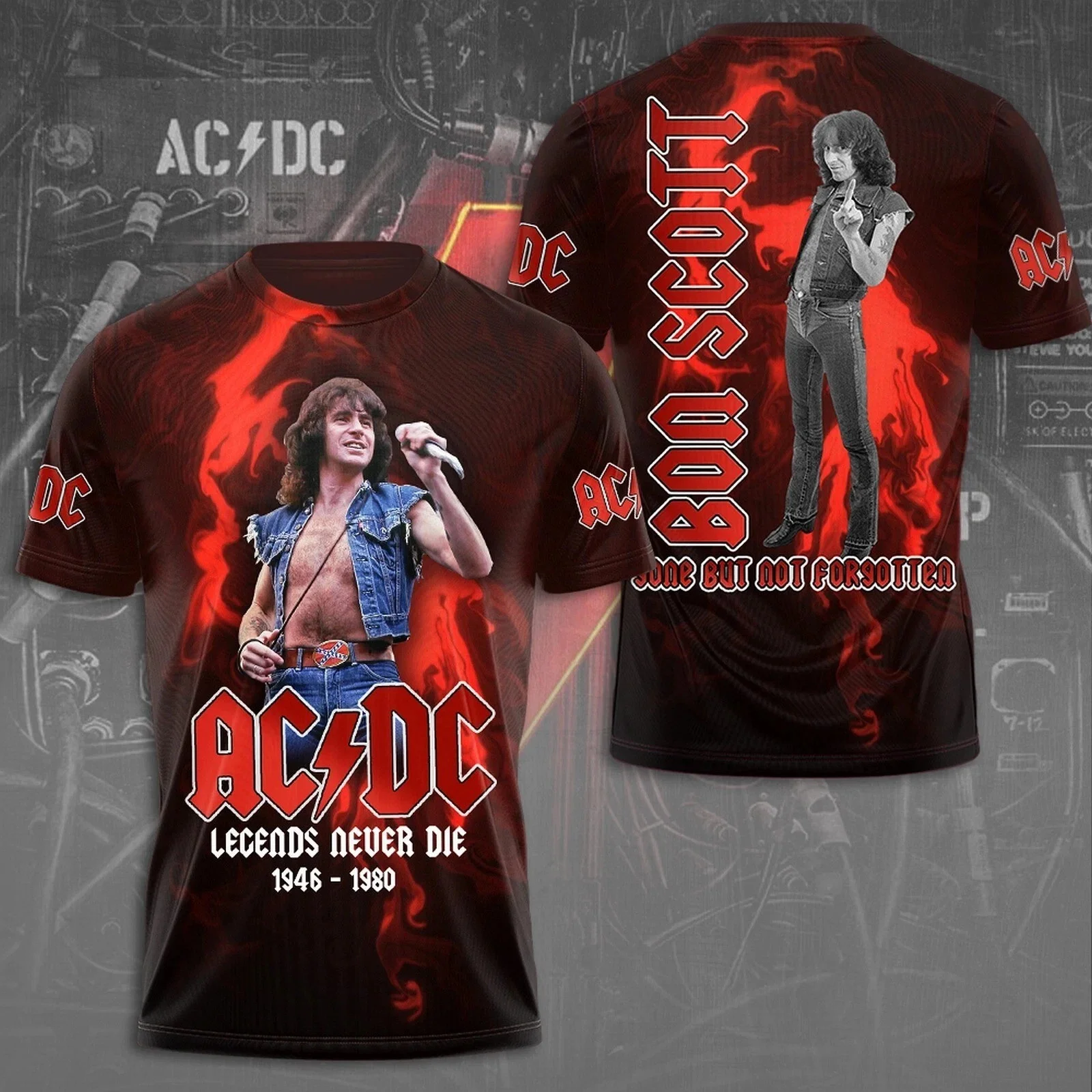 ACDC Tour 2025 Bon Scott 3D T-Shirt Limited Edition