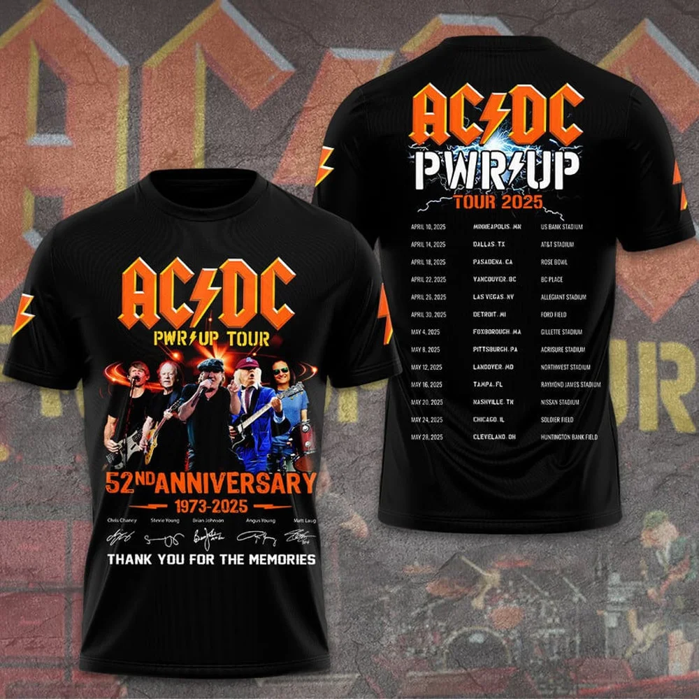 AC DC Pwr Up Tour 2025 52nd Anniversary 1973 2025 T-Shirt Rock Band Gifts