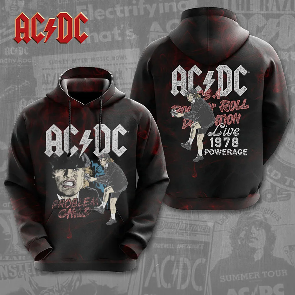 AC DC Pwr Up Tour 2025 Problem Child Hoodie Gifts For ACDC Rock Band Fans