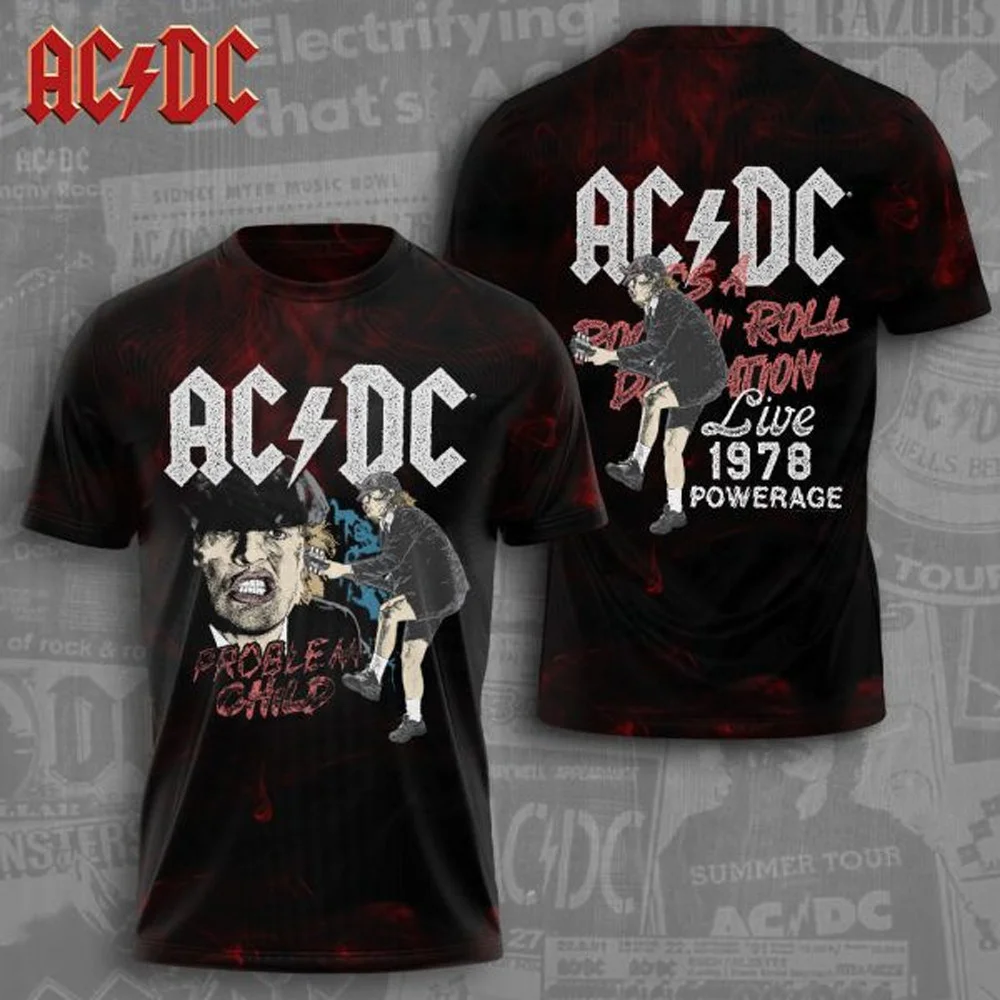 AC DC Pwr Up Tour 2025 Problem Child Shirt Gifts For ACDC Rock Band Fans