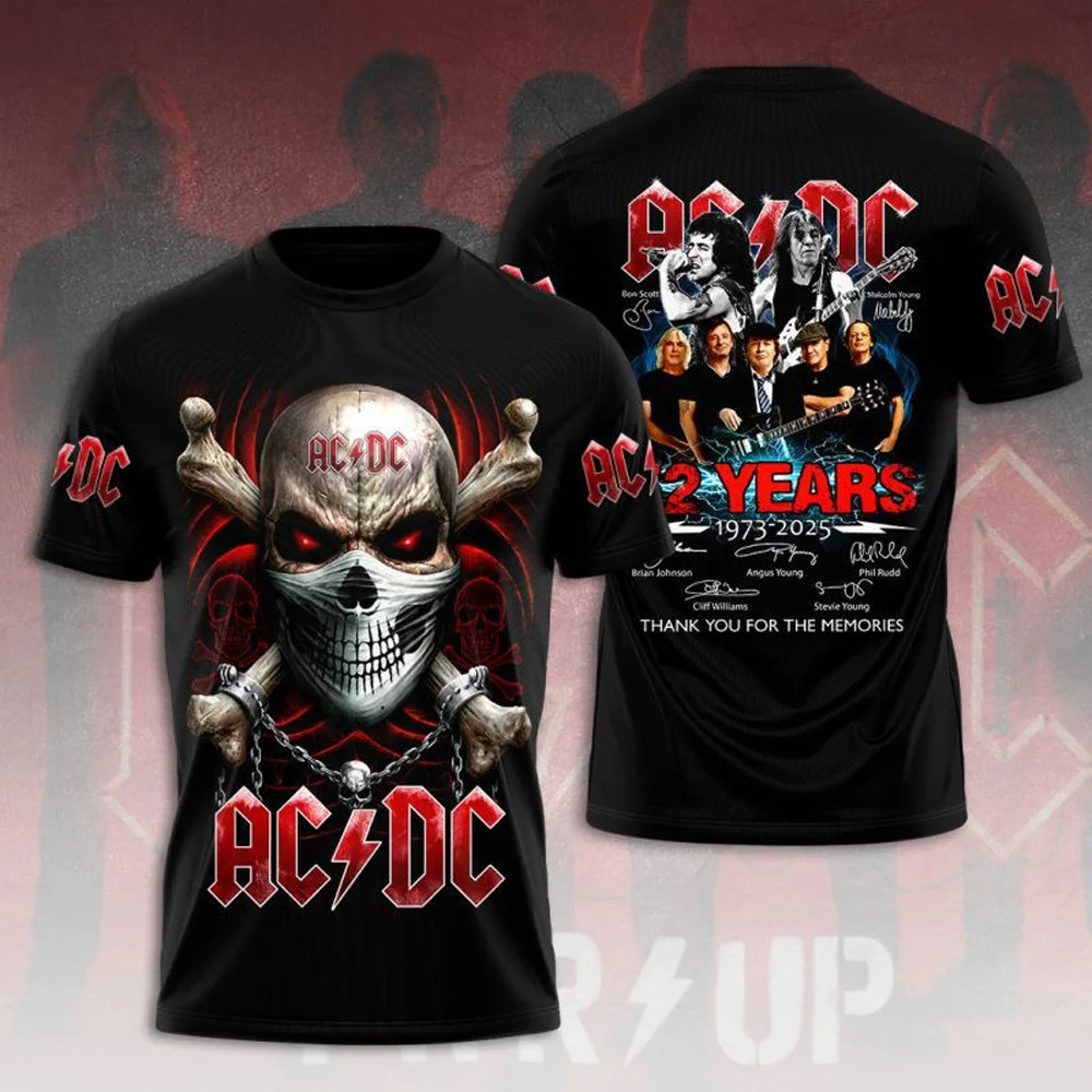 AC DC Pwr Up Tour 2025 Skull Shirt Rock Band Gifts
