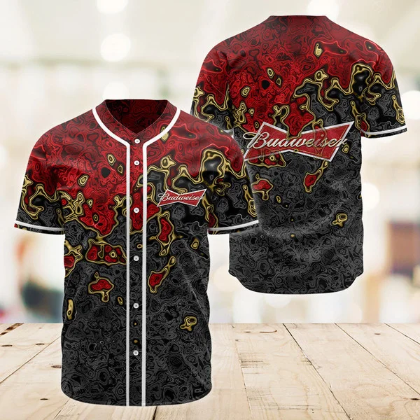 Abstract Holographic Colorful Budweiser Baseball Jersey Style9137