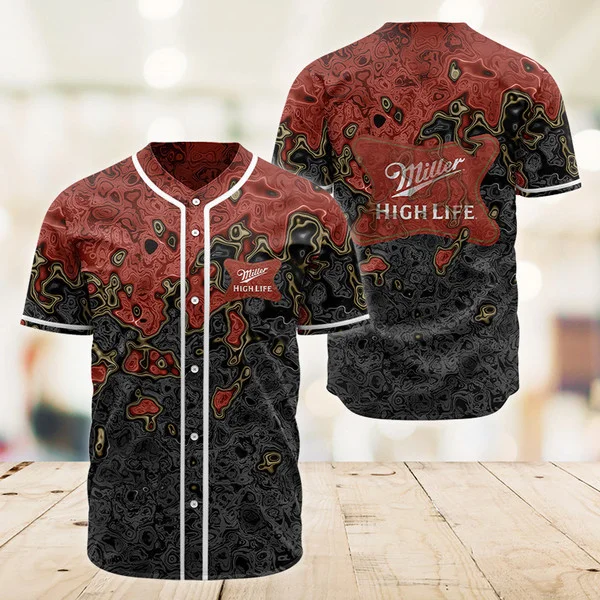 Abstract Holographic Colorful Miller High Life Baseball Jersey Style5778