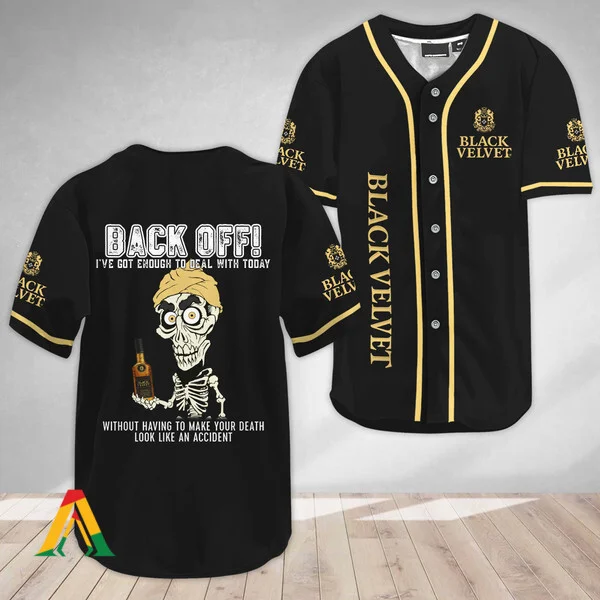 Achmed Back Off With Black Velvet Whisky Baseball Jersey Style8306