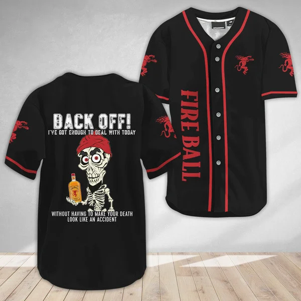 Achmed Back Off With Fireball Baseball Jersey Style6583