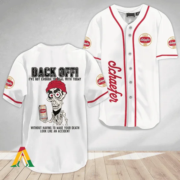 Achmed Back Off With Schaefer Beer Baseball Jersey Style8533