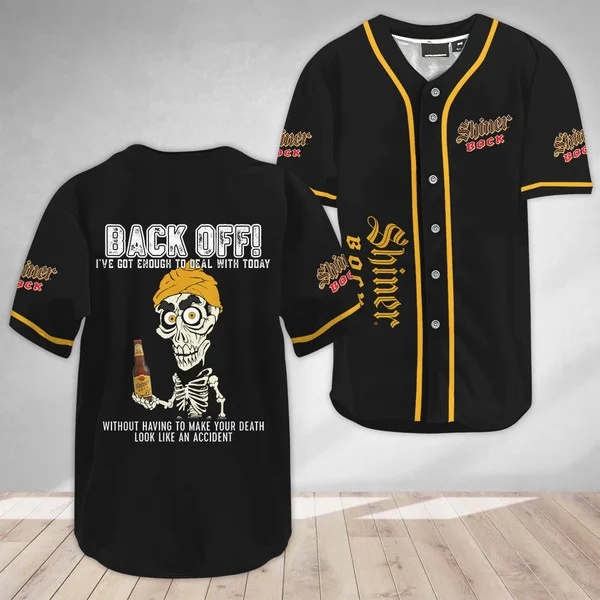 Achmed Back Off With Shiner Bock Beer Baseball Jersey Style4627