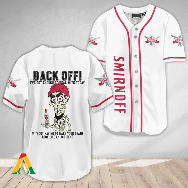 Achmed Back Off With Smirnoff Vodka Baseball Jersey Style2312