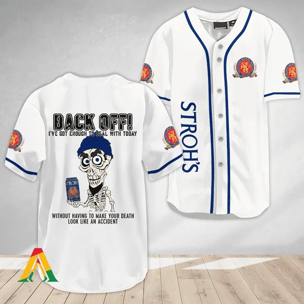 Achmed Back Off With Stroh's Beer Baseball Jersey Style8341