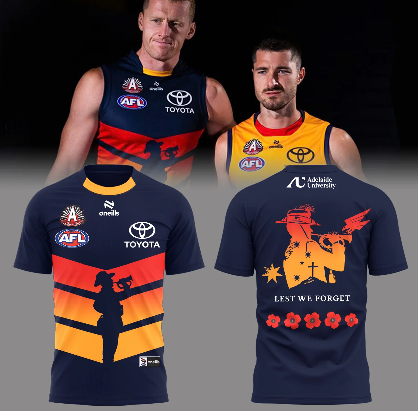 Adelaide Crows Anzac Day T-Shirt Unique