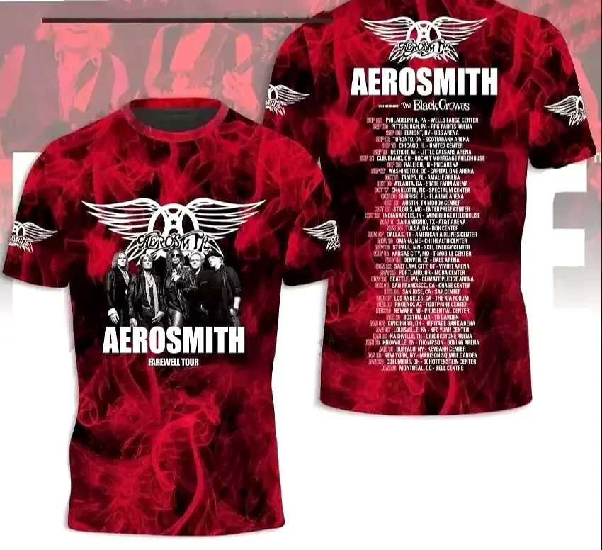 Aerosmith Tour 2024 2025 T-shirt Aerosmith Peace Out Farewell Tour 3D Shirt