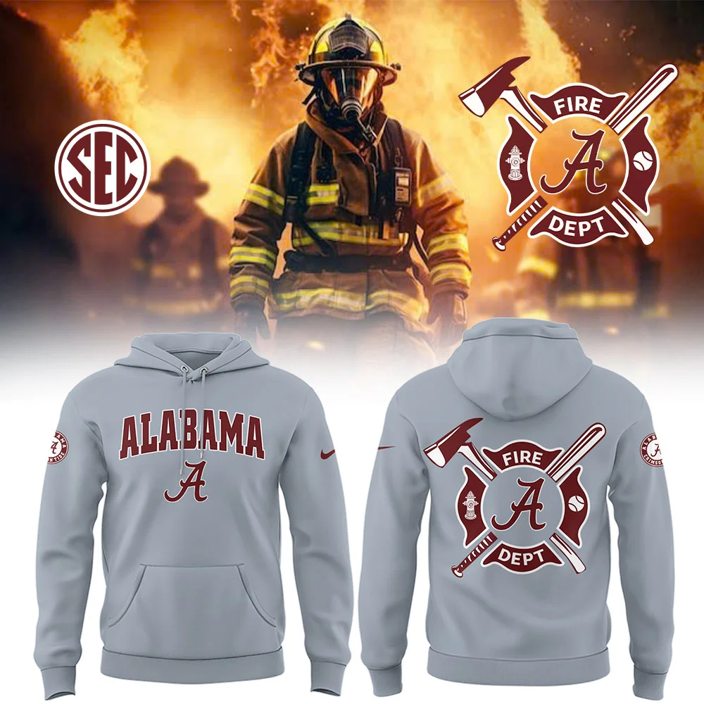 Alabama Baseball x Firefighter Appreciation Hoodie Gift Ideas For Baseball Players