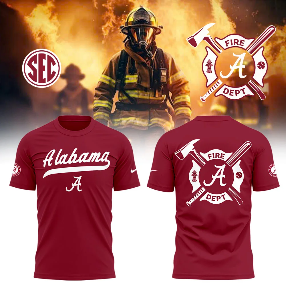 Alabama Baseball x Firefighter Appreciation Night T-Shirt Baseball Father's Day Gifts
