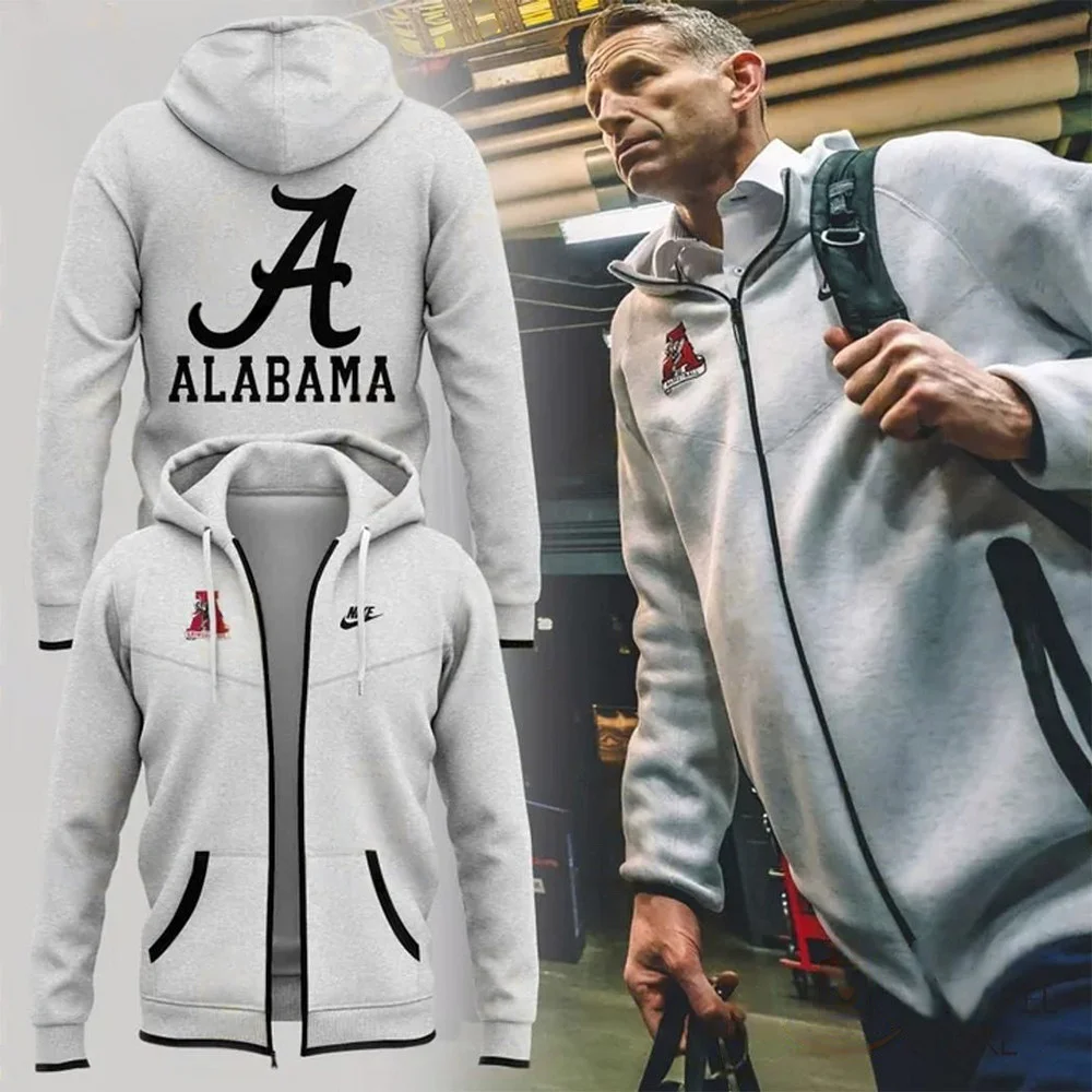 Alabama Crimson Tide Coach Nate Oats Uniform Zip Hoodie Gifts For Football Fan