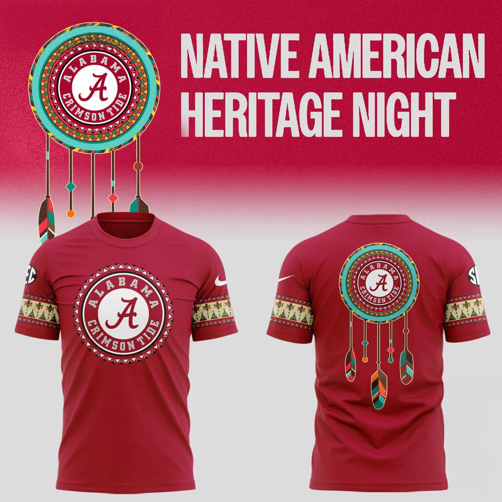 Alabama Crimson Tide Football Native American Heritage Red Shirt Football
