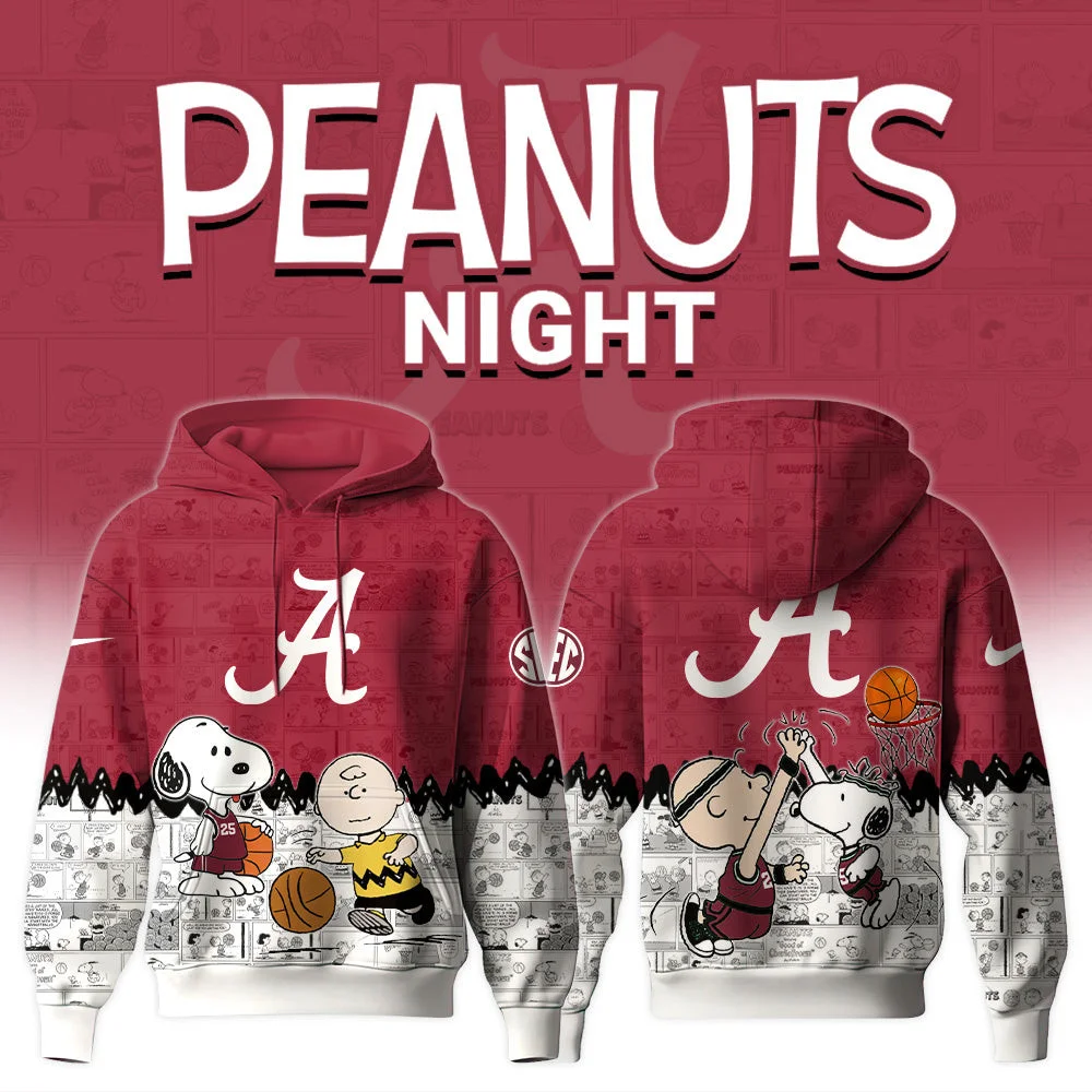 Alabama Crimson Tide Hoodie Peanuts Night The 75th Anniversary Of Peanuts Hoodie Gift For Brother