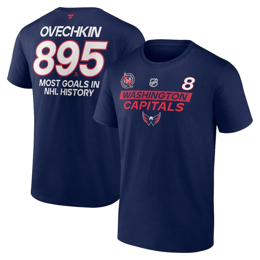 Alex Ovechkin 895 Shirt Mens Most Gold IN NHL History Washington Capitals Hockey