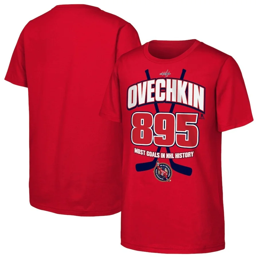 Alex Ovechkin 895 T-Shirt Checkin 895 Most Goals In NHL History Hockey