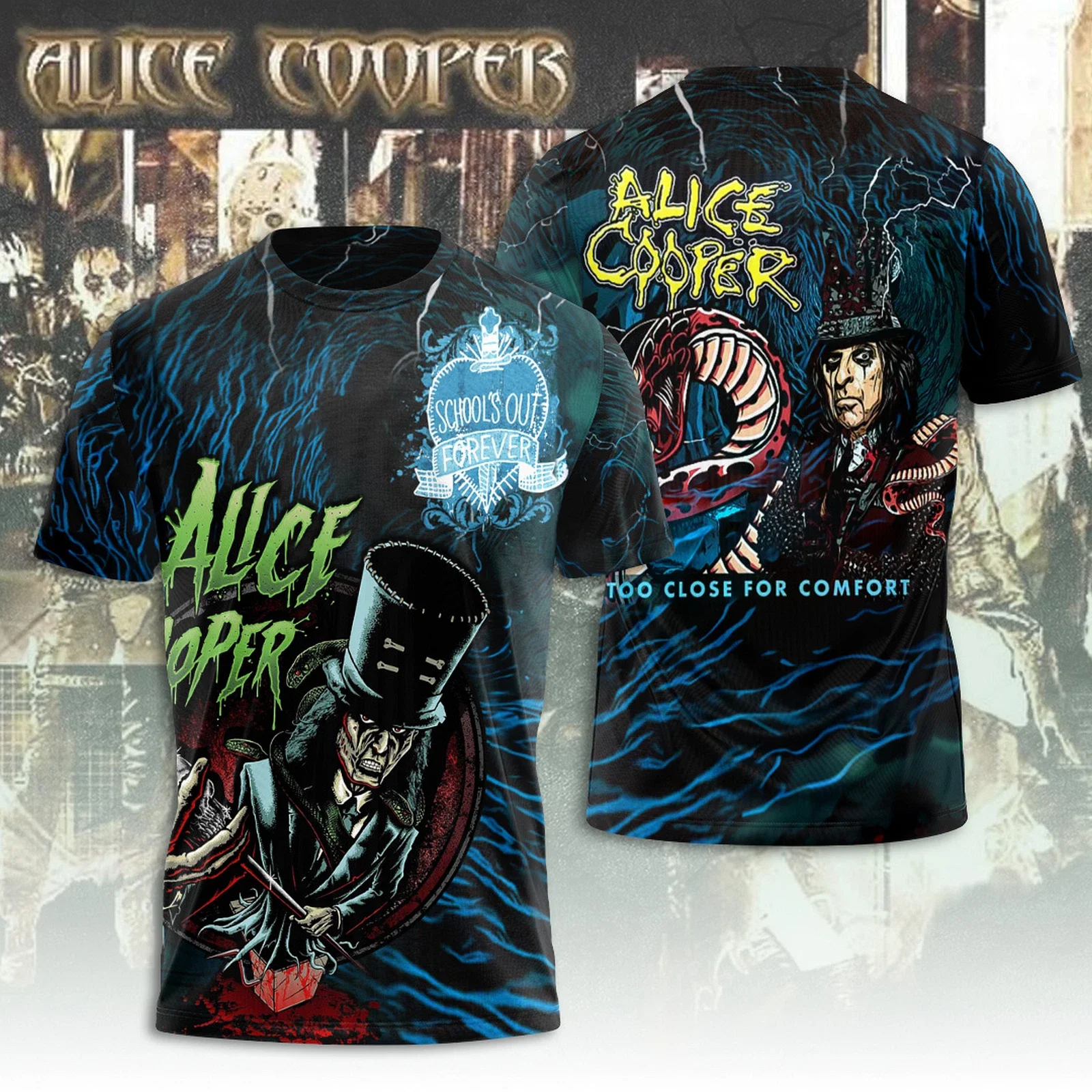 Alice Cooper 3D T-Shirt Too Close for Comfort 2025