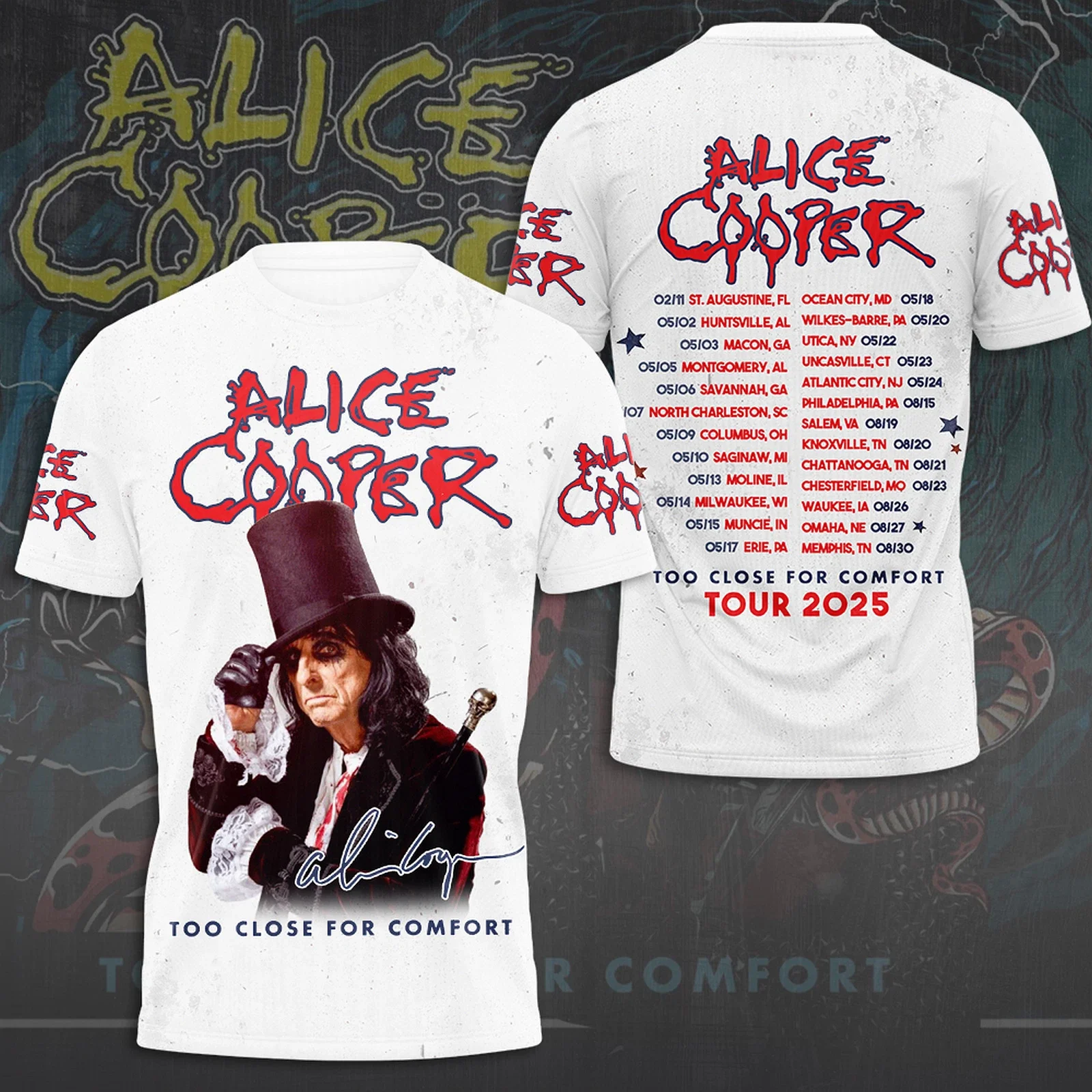 Alice Cooper 3D T-Shirt Too Close for Comfort 2025 Ver 1
