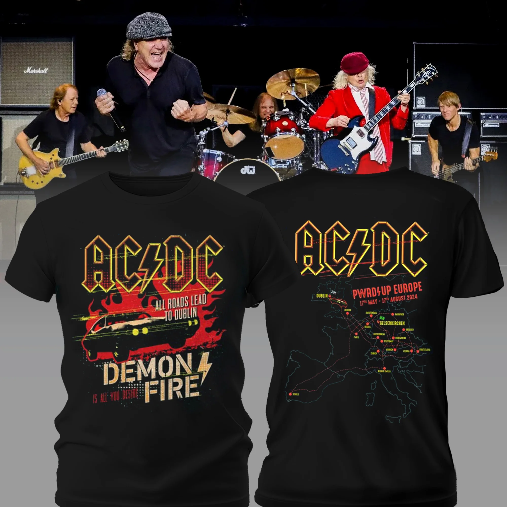 All Roads Lead to Dublin PWR UP Tour T-Shirt Music