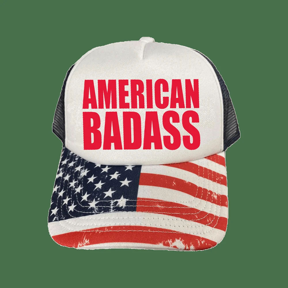 American Badass Hat American Badass Merch USA Flag Cap Stepdad Gifts For Father's Day