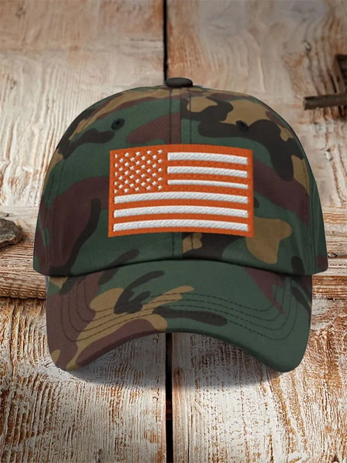 American Flag Camo Embroidered Hat USA Patriotic Hat Gifts For father