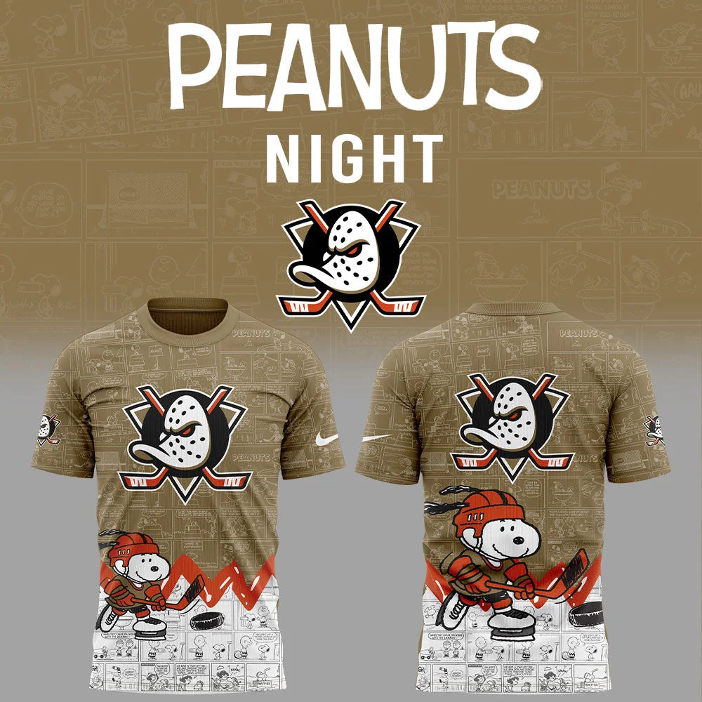 Anaheim Ducks Anniversary Of Peanuts T-Shirt For Football Fan