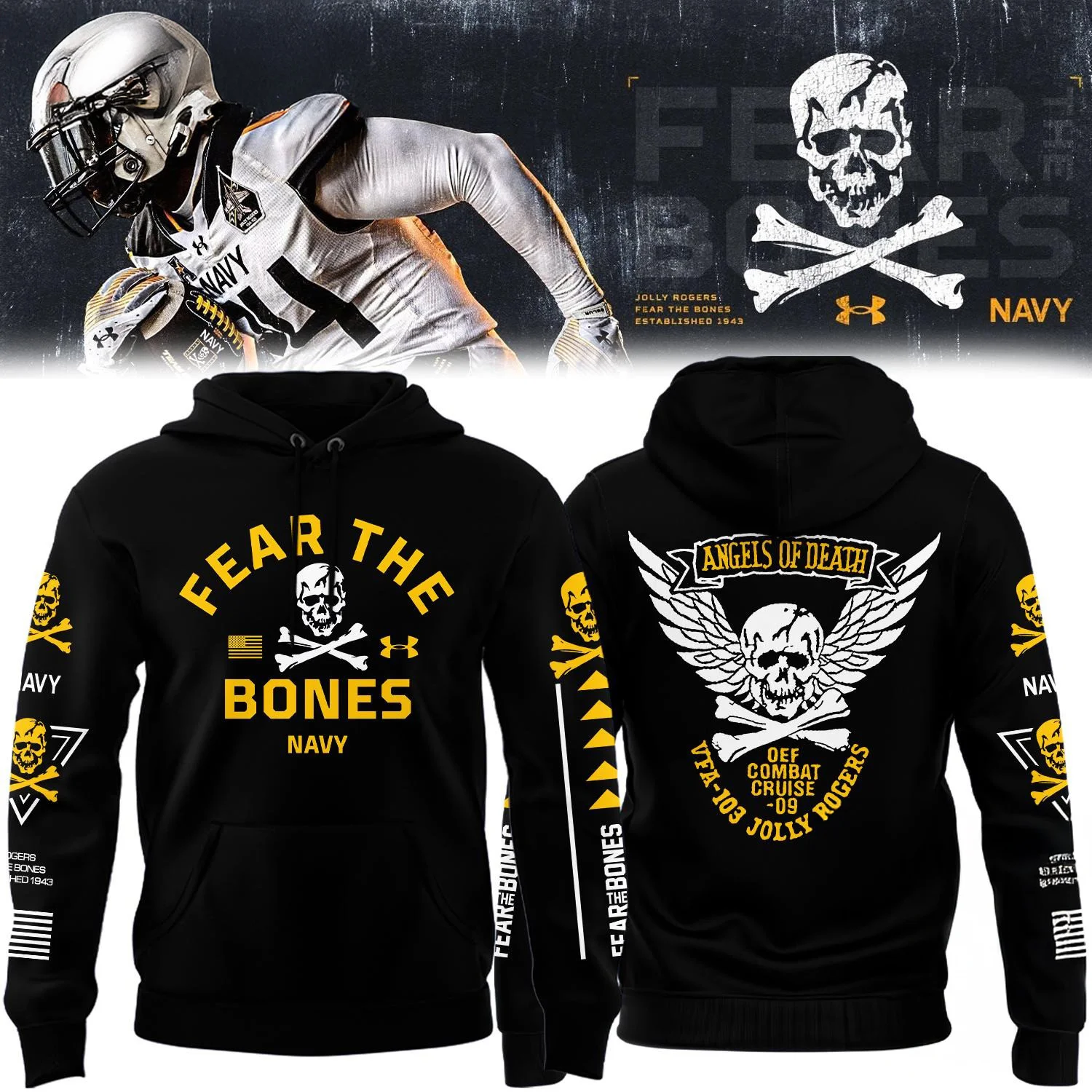 Angel Of Death Jolly Rogers Navy Midshipmen Hoodie Gifts For Football Fan
